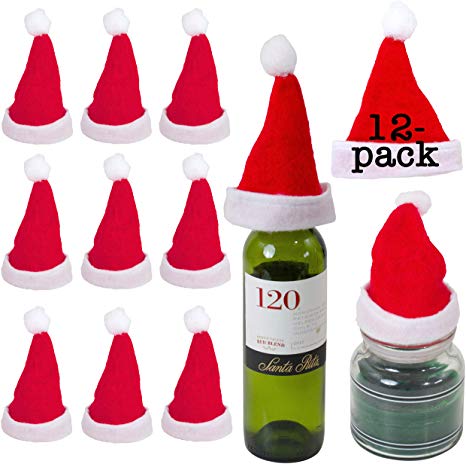 Iconikal Mini Felt Santa Hats, 12 Pack