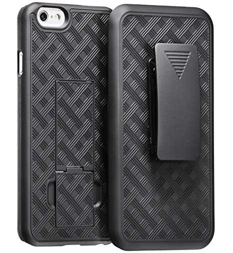 iPhone 6 Plus with Holster, WizGear Shell Holster Combo Case for Apple iPhone 6 PLUS 5.5 Inch Screen with Kick-Stand & Belt Clip - Black (For iPhone 6 PLUS ONLY)