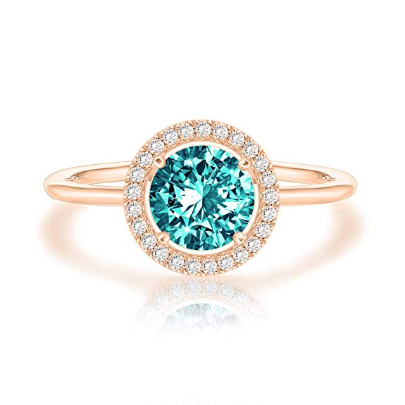 PAVOI 14K Rose Gold Plated Swarovski Crystal Birthstone Ring - Adjustable Stackable Ring