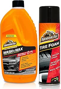 Bundle of Armor All Ultra Shine Car Wash and Car Wax by Armor All, Cleaning Fluid for Cars, Trucks, Motorcycles, 64 Fl Oz Each   Armor All Tire Foam, Tire Cleaner Spray for Cars, Trucks, Motorcycles