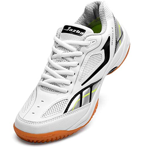 JAZBA GECKOR 1.0 Badminton Racquetball Squash Volleyball Indoor Court Shoes for Men | Non Slip, Non Marking & Lightweight Sole |Superior Cushioning & Ankle Support | Designed for Fast & Light footwork