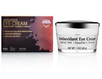 Beautifully Radiants Antioxidant Eye Cream- For Erasing Fine Lines and Wrinkles Smoothing Crows Feet Brightening Black Dark Circles and Reducing Puffiness Good for Day Night- 17OZ 48g