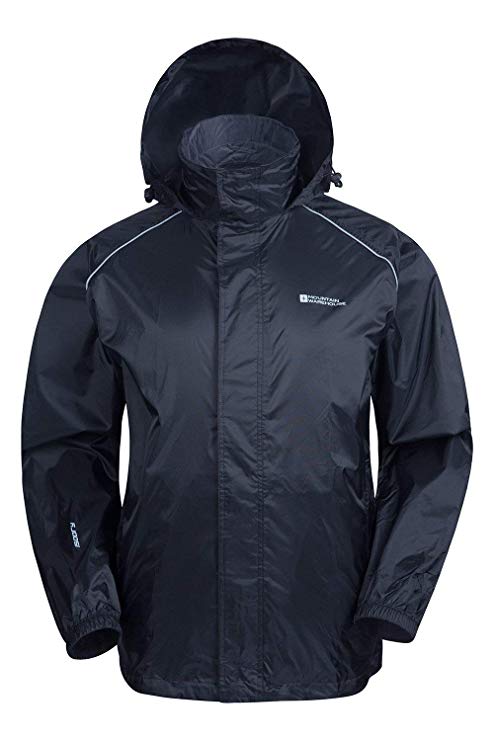 Mountain Warehouse Pakka Mens Waterproof Packable Jacket - Foldaway Hood Jacket, High Vis Mens Coat, Lightweight Rain Jacket - for Wet Weather & Travelling