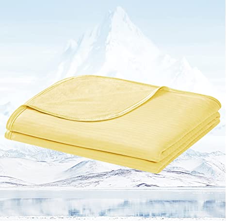 Cooling Blankets for Sleeping - Luxear Lightweight Summer Blankets for Hot Sleepers - Natural Bamboo Fiber Light Blankets for Bed Breathable Sleeping Blankets for Summer Night Sweats - Yellow