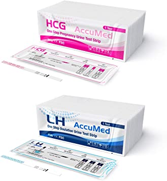 AccuMed Combo 20 Ovulation (LH) & 5 Pregnancy (HCG) Test Strips Kit, Clear and 99% Accurate