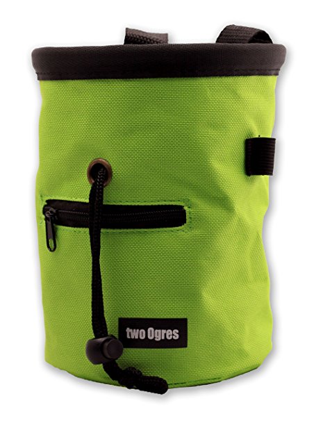 two Ogres Essential-Z Climbing Chalk Bag with Belt and Zippered Pocket for Climbing, Gymnastics, Weight Lifting