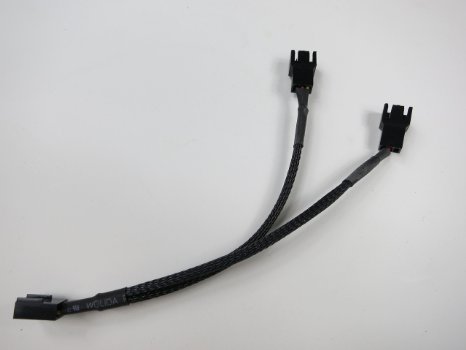 3-Pin Computer Case Cooling Fan Y-Splitter Cable with Black Sleeve