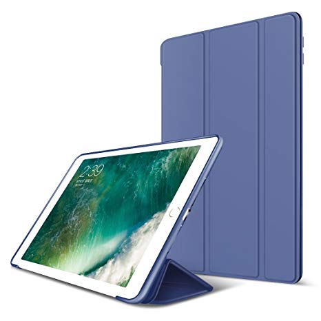 iPad Air 2 Case,GOOJODOQ Smart Cover with Magnetic Auto Sleep/Wake Function PU Leather Shockproof Silicon Soft TPU Folio Case for Apple iPad Air 2 in Dark Blue