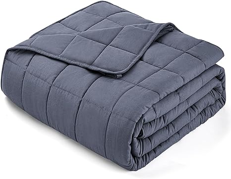 yescool Weighted Blanket for Adults (12 lbs, 48" x 72", Grey) Cooling Heavy Blanket for Sleeping Perfect for 110-130 lbs, Twin Size Breathable Blanket with Premium Glass Bead, Machine Washable