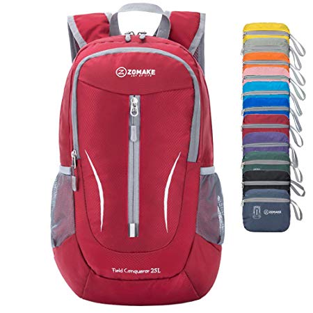 ZOMAKE Ultra Lightweight Packable Backpack, 25L Small Water Resistant Hiking Daypack Foldable Travel Backpack for Men Women Outdoor(Red)