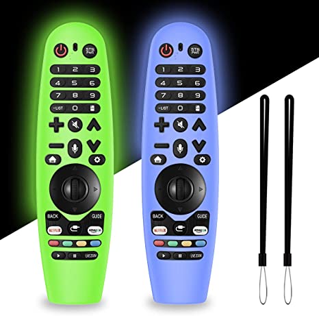 2 Packs Silicone Remote Cover for LG AN-MR19BA / LG AN-MR18BA / LG AN-MR600 / LG AN-MR650/ Magic Remote Control, Alquar Lightweight Protective Case Cover with Lanyard for LG Smart TV Remote