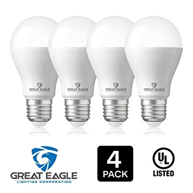 Great Eagle 40/60/100W Equivalent 3-Way A21 LED Light Bulb 3000K Bright White Color (4-Pack)