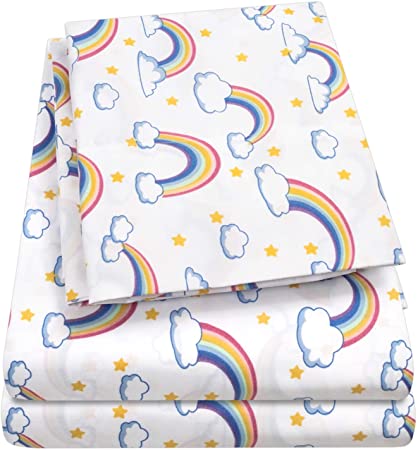 1500 Supreme Kids Bed Sheet Collection - Fun Colorful and Comfortable Boys and Girls Toddler Sheet Sets - Deep Pocket Wrinkle Free Hypoallergenic Soft and Cozy Bedding - Full, Rainbows