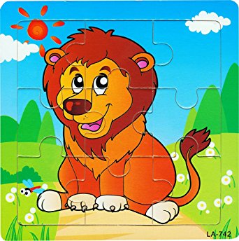 Bearstar Wooden Jigsaw Puzzle with Storage Tray for 2 to 4 Years Old Kids, Set of 3 (9-Pieces First Animals)