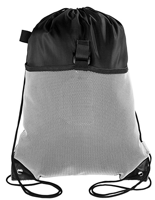 Mato & Hash Drawstring Cinch Bag Backpack With Mesh Pocket Tote Sack