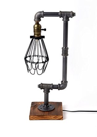 Loft Living Designer Lifestyle Cage Water Pipe Desk Top Table Lamp LED Antique Steel Piping Retro Nostalgic Birdcage Industrial Vintage