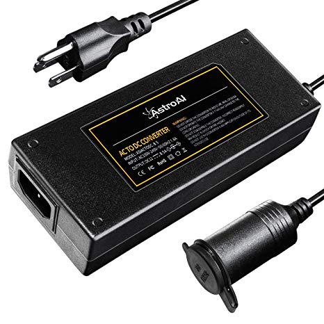 AstroAI AC to DC Converter, 8.5A 102W 8.2Ft 110-240V to 12V Car Cigarette Lighter Socket AC DC Power Supply Adapter Transformer for Mini Fridge，Car Fan and Other 12V Devices Under 102W