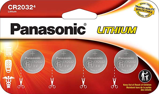 Panasonic CR2032 3.0 Volt Lithium Coin Cell Batteries – 4 Pack