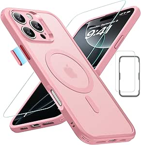 ESR for iPhone 16 Pro Case (4 in 1) Set, Translucent Matte Case with Screen Protector, Compatible with MagSafe, Military-Grade Protection, Classic Series,Frosted Pink