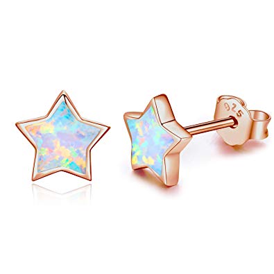 Hypoallergenic Earrings Opal Star Stud Earrings Tiny Small Earrings Gifts for Women Earrings Sterling Silver Minimalist Jewelry for Sensitive Ears