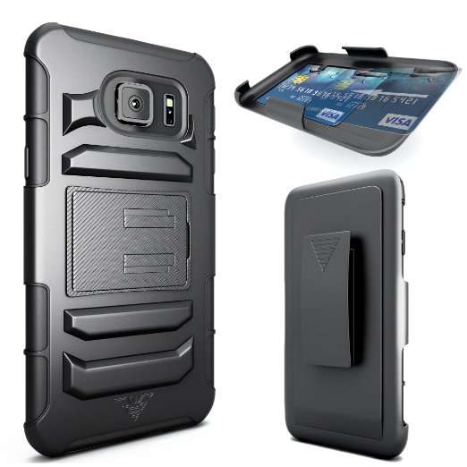 Galaxy S7 Case, CellBee [Rigid Armor]Dual Layer Heavy Duty Holster (Built-in Credit Card Slot Clip) Case with Kickstand and Locking Belt Swivel Clip - Retail Packaging Warranty Applied (Rigid Metal)