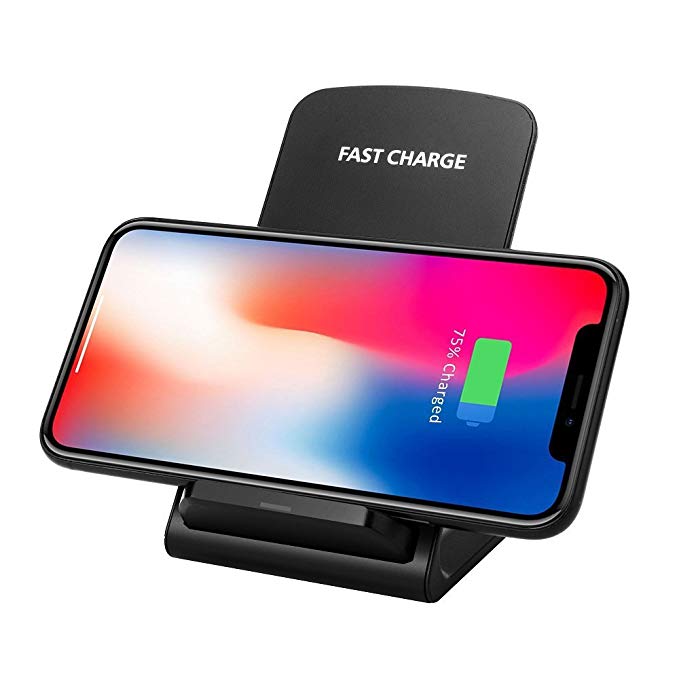 TOPVORK Fast Wireless Charger, Qi Wireless Charging Stand for iPhone X/iPhone 8(Plus)/Galaxy S9(Plus)/S8(Plus)/Note 8/S7(Edge)/S6(Edge) and More QI Devices