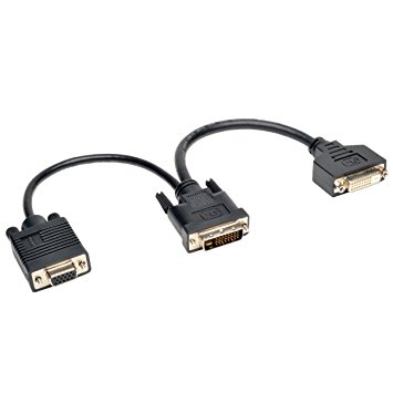 TRIPP LITE P564-06N-DV 6-Inch DVI Digital Y Splitter Cable DVI-I M to DVI-D F and HD15 F