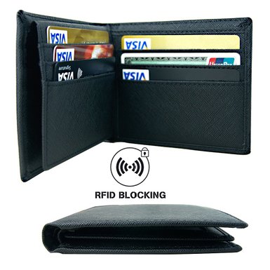 RFID Blocking Leather Wallet for Men - Excellent Travel Bifold - Credit Card Protector - RFID Blocking Wallet