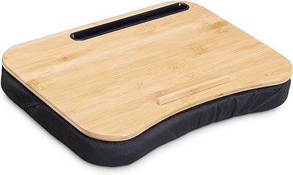 Navaris Laptop Tray - Bamboo Laptop Lap Tray, Lapdesk, Lap Tray with Cushion, Laptop Table, Drawing Table Tray, Laptop Tray for Sofa - 44 x 32cm