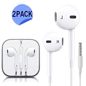 nimachan Earphones/Earbuds/Headphones[2 Pack] Premium Earbuds for Apple iPhone iPod iPad and More Android Smartphones - White