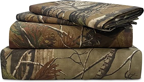 Realtree All Purpose Printed Sheet Set, King Size, Camouflage, 4 Piece