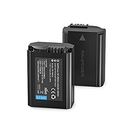 NP-FW50 RAVPower 2-Pack Camera Battery Compatible with Sony A6000 Battery, A6500, A6300, A6400, A7, A7II, A7RII, A7SII, A7S, A7S2, A7R, A7R2, A55, A5100, RX10 Accessories, Black