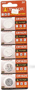 Tianqiu CR1620 DL1620 1620 Lithium 3V Coin Cell Batteries, Tearstrip (5 Batteries)