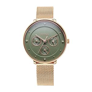 Titan Neo Quartz Multifunction Green Dial Stainless Steel Strap Watch for Women-NS2651WM05