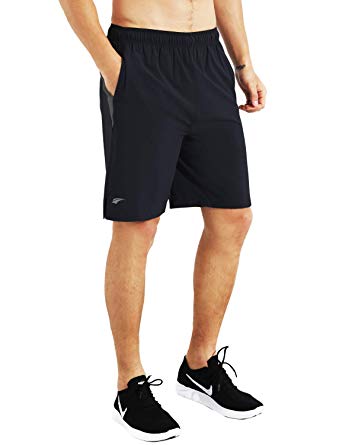 EZRUN Mens 9 Inch Lightweight Running Workout Shorts with Liner Loose-Fit Gym Shorts for Men with Zipper Pockets