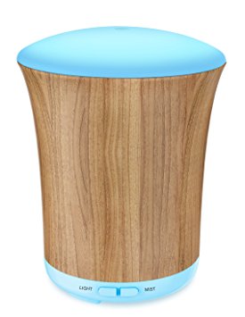 Zookki Essential Oil Diffuser, 200ml Ultrasonic Aroma Cool Mist Humidifier with Dual Mist Mode, 8 Colors LED Lights Morphing and Waterless Auto Shut-Off for Office Home Bedroom Yoga Spa - Wood Grain