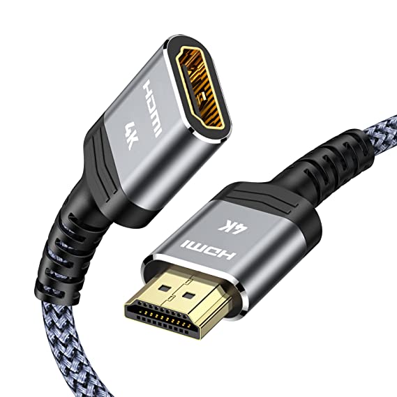 HDMI Extension Cable 1m,4K hdmi male to Female cable, Can connect HDMI 2.0/1.4 cable, 4K UHD@60Hz high speed 18Gbps 3D,Audio Return Compatible for Fire/Roku,TV Stick, Blu-Ray,PS3/PS4, Plug &play