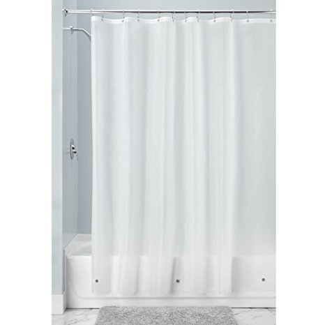 InterDesign 12211 Mildew-Resistant Antibacterial 10 Gauge Heavy-Duty Stall Shower Curtain Liner - 54in X 78in, Frost