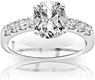 2 Carat GIA Certified Cushion-Cut Classic Prong Set Diamond Engagement Ring (G-H Color VS1-VS2 Clarity Center Stones)