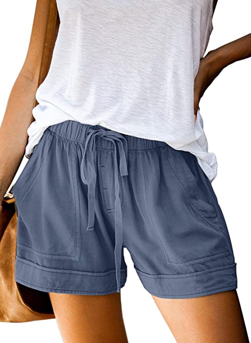 Dokotoo Womens Comfy Drawstring Casual Elastic Waist Pocketed Shorts