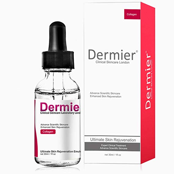 Dermier Collagen Serum for face, Vitamin B5 Wrinkle Facial Serum Essential Oil Hydrating Facial Moisturizer Care Tocopherol Sodium Hyaluronate 1 fl oz