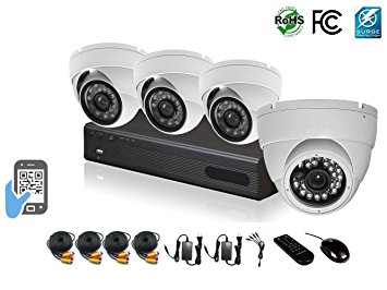 HDView 9 Channel 2.4MP 1080P HD Megapixel Security Camera Surge-Protection HD-AHD DVR Kit, 4 x 2.4MP 1080P infrared cameras Package System (No HDD Installed)