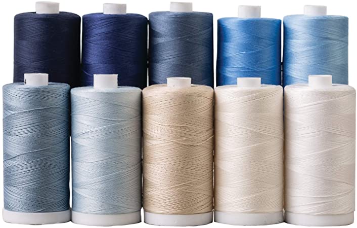 Connecting Threads 100% Cotton Thread Sets - 1200 Yard Spools (Set of 10 - Porcelain China)