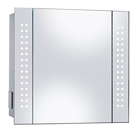 Mirror Cabinet 60 LED Light Illuminated Mirror Bathroom Mirror with Demister Shaver Socket 600 x 650mm
