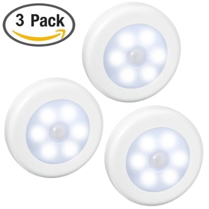 3PCS Motion Sensor Light Amir Battery-Powered Motion Sensor LED Night Light Stick-Anywhere IndoorsSafe for Kids with FREE 3M Adhesive Pads Great for Hallway Closet Stairs Bathroom Bedroom Kitchen Nursery