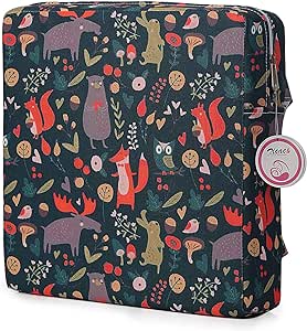 Booster Seat Owl Printed Harness Cushion Dismountable Kid Baby Seat Highten Pad Travel Storage Chair Toddler Infant Dining Chair (Dark Gray)