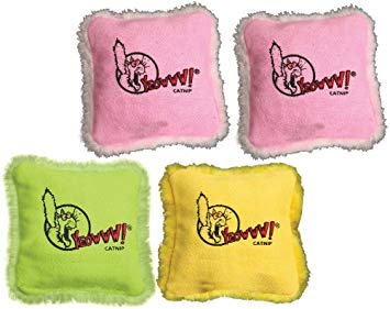 (4 Pack) Yeowww! 100% Organic Catnip Pillows (Assorted Colors)