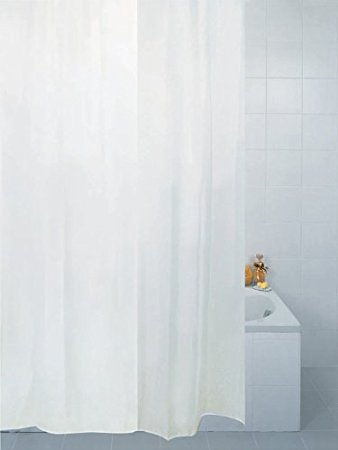 Fabric Shower Curtain Plain White 180cm x 220cm Extra Long