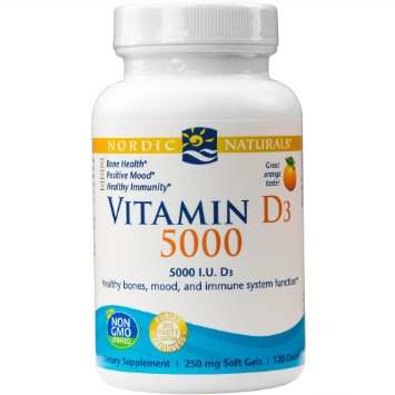 Nordic Naturals - Vitamin D3 5000 Healthy Bones Mood and Immune System Function 120 Soft Gels