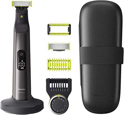 Philips OneBlade Pro, 3 tools in 1: Face Shaver, Beard and Stubble Trimmer   Body Styler for Men, 14-Lengths with LED Display, Wet and Dry Use, 120 Minutes Run Time - NEW QP6650/30